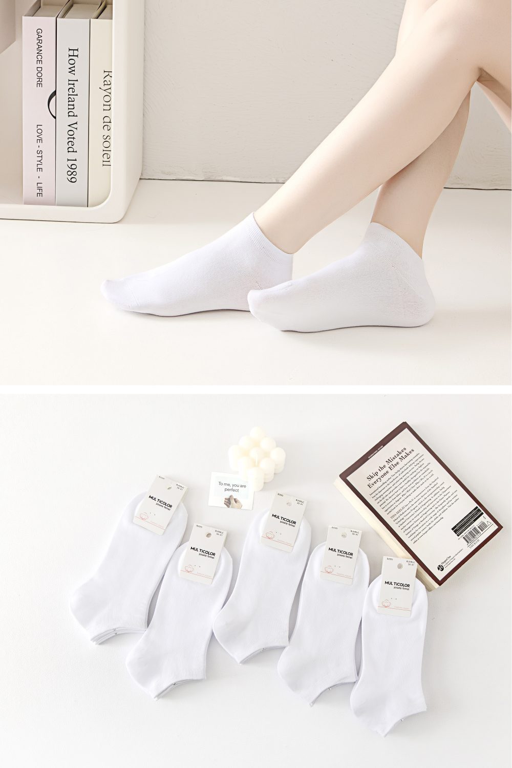 纯色平板女短袜 - Image 3