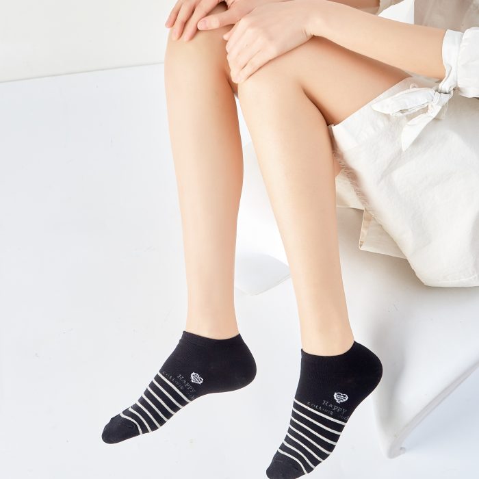女士爱心图案条纹短袜|20件一打